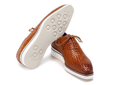 Paul Parkman Men's Woven Leather Smart Casual Shoes Camel Brown (ID#182-WVN-CML) — view 4