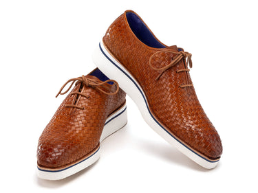 Paul Parkman Men's Woven Leather Smart Casual Shoes Camel Brown (ID#182-WVN-CML) — view 5