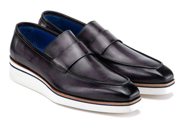 Paul Parkman Men's Smart Casual Leather Loafers in Grey