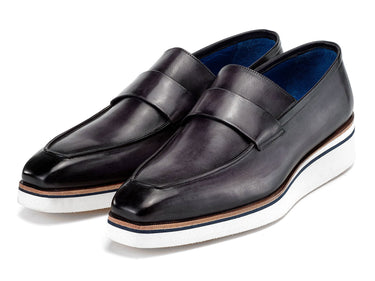Paul Parkman Men's Smart Casual Leather Loafers in Grey