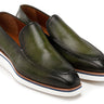 Paul Parkman Men's Smart Casual Perforated Leather Loafers Green (ID#186-PR-GRN)