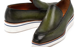 Paul Parkman Men's Smart Casual Perforated Leather Loafers Green (ID#186-PR-GRN) — view 2