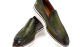 Paul Parkman Men's Smart Casual Perforated Leather Loafers Green (ID#186-PR-GRN) — view 3