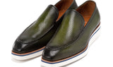 Paul Parkman Men's Smart Casual Perforated Leather Loafers Green (ID#186-PR-GRN) — view 6