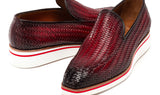 Paul Parkman Men's Smart Casual Bordeaux Woven Leather Loafers (ID#186-WN-BRD) — view 2