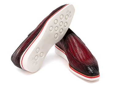 Paul Parkman Men's Smart Casual Bordeaux Woven Leather Loafers (ID#186-WN-BRD) — view 5