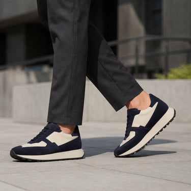 DapperFam Navarrex in Navy Chunky Trainer