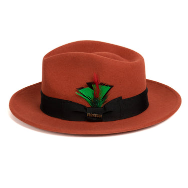Ferrecci Crushable in Rust Australian Wool Fedora