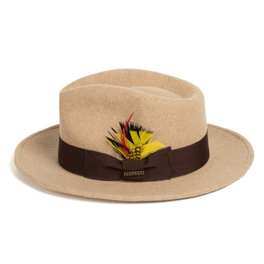 Ferrecci Crushable in Beige Melange Australian Wool Fedora