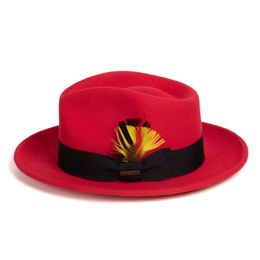 Ferrecci Crushable in Red and Black Australian Wool Fedora