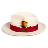 Ferrecci Crushable in White and Red Australian Wool Fedora