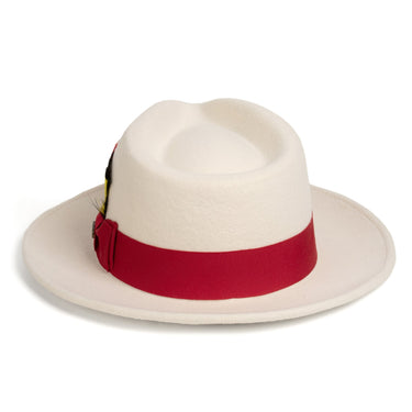 Ferrecci Crushable in White and Red Australian Wool Fedora