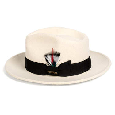 Ferrecci Crushable in White and Black Australian Wool Fedora