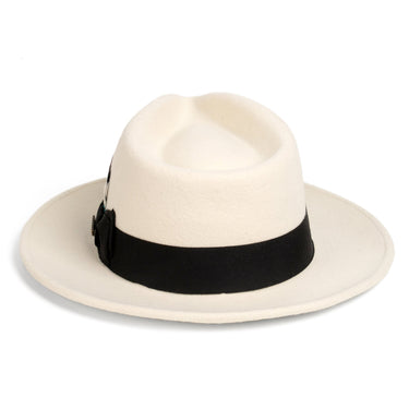 Ferrecci Crushable in White and Black Australian Wool Fedora