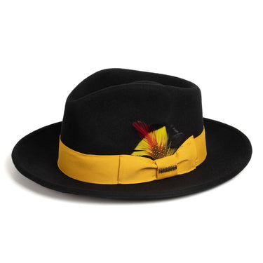 Crushable in Black/Gold 100% Australian Wool Fedora Hat