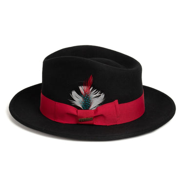 Ferrecci Crushable in Black and Red Australian Wool Fedora