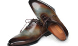 Paul Parkman Men's Patina Goodyear Welted Wholecut Oxfords in Brown & Blue