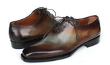 Paul Parkman Men's Patina Goodyear Welted Wholecut Oxfords in Brown & Blue