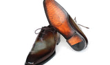 Paul Parkman Men's Patina Goodyear Welted Wholecut Oxfords in Brown & Blue