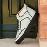 DapperFam Dante in Black / White Calf Leather and Painted Full Grain