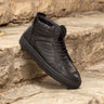 DapperFam Dante in Black Calf Leather and Painted Croco