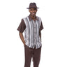 Montique Pinnacle Set in Chocolate Men's Striped Walking Suit in 6X-LARGE 60 PANTS #color_ 6X-LARGE 60 PANTS
