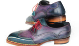 Paul Parkman Men's Norwegian Welted Wingtip Oxford Shoes in Purple & Blue