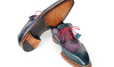 Paul Parkman Men's Norwegian Welted Wingtip Oxford Shoes in Purple & Blue