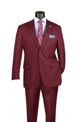 Vinci Burgundy Regular Fit 2 Piece Suit - 2LK-1