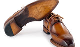 Paul Parkman Men's Hand-Welted Leather Derby Shoes in Camel Brown