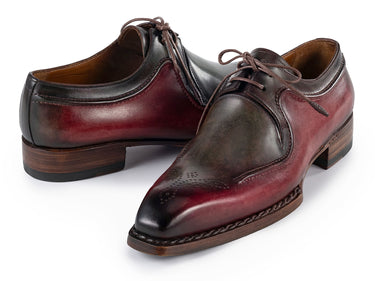 Paul Parkman Men's Hand-Welted Leather Derby Shoes in Green & Brown