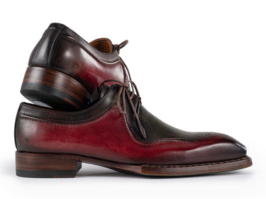 Paul Parkman Men's Hand-Welted Leather Derby Shoes in Green & Brown