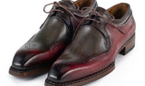 Paul Parkman Men's Hand-Welted Leather Derby Shoes in Green & Brown