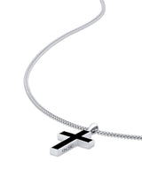 Stone Cross Pendant - Sterling Silver Set