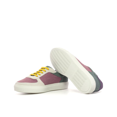 DapperFam Velari in Plum / Khaki / Purple / White Linen and Kid Suede