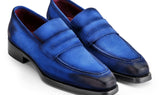 Paul Parkman Men's Antique Suede Goodyear Welted Loafers in Blue