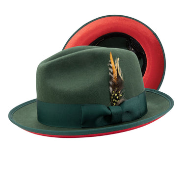 Montique Kingpin Red Bottom Wool Fedora in Hunter Red