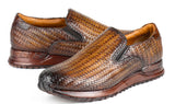 Paul Parkman Men's Woven Leather Slip-On Sneakers in Brown