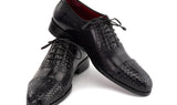 Paul Parkman Men's Woven Leather Cap Toe Oxford Shoes in Black