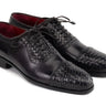 Paul Parkman Men's Woven Leather Cap Toe Oxford Shoes in Black