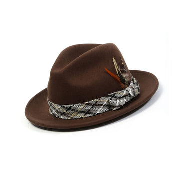 Montique Harlem Hustle Pinch Front Wool Fedora in Brown