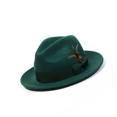 Montique Legacy Pinch Front Wool Fedora in Emerald