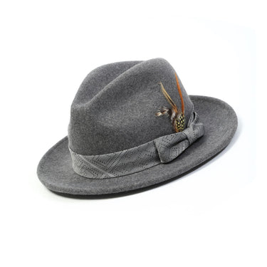 Montique Nighthawk Pinch Front Wool Fedora in Grey