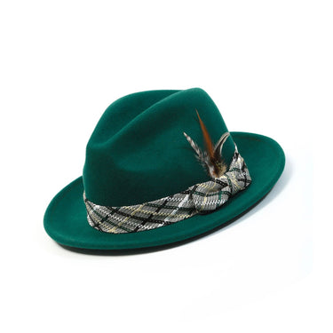 Montique Harlem Hustle Pinch Front Wool Fedora in Emerald