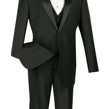 Vinci Black Regular Fit 2 Piece Tuxedo - 4TV-1