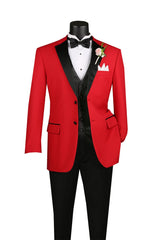 Vinci 3 Piece Regular Fit Tuxedo in Red - 4TV-2