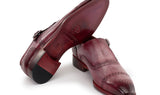 Paul Parkman Men's Cap Toe Monkstrap Shoes in Burgundy