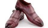 Paul Parkman Men's Cap Toe Monkstrap Shoes in Burgundy
