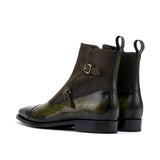 DapperFam Octavian in Khaki / Green Patina and Waxed Suede