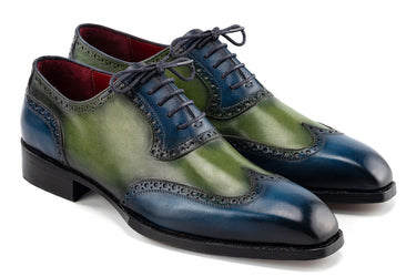 Paul Parkman Men's Goodyear Welted Wingtip Oxfords in Blue & Green